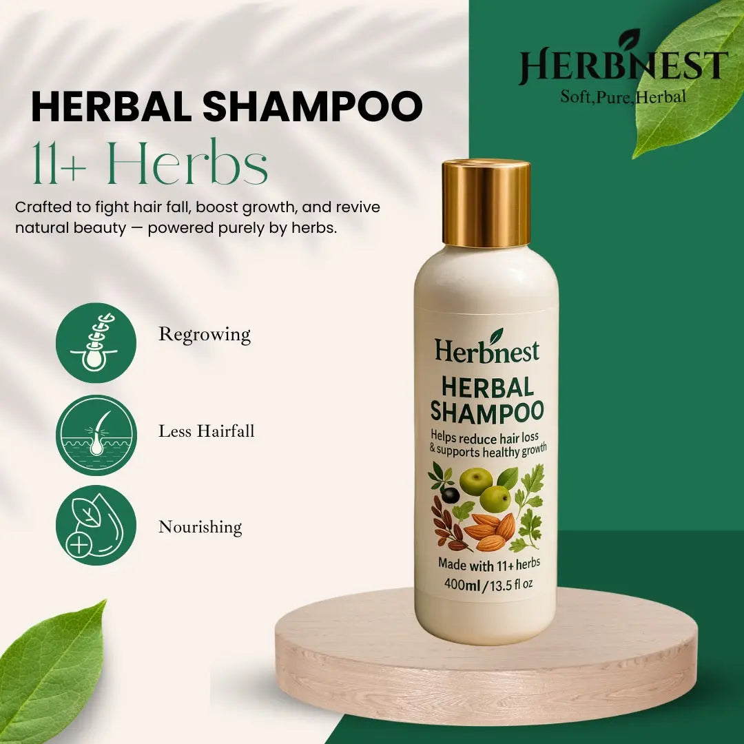Pure Herbal Shampoo by Herbnest 400ml| Best natural shampoo for hair fall|Sulfate-free shampoo in Pakistan| Herb Nest