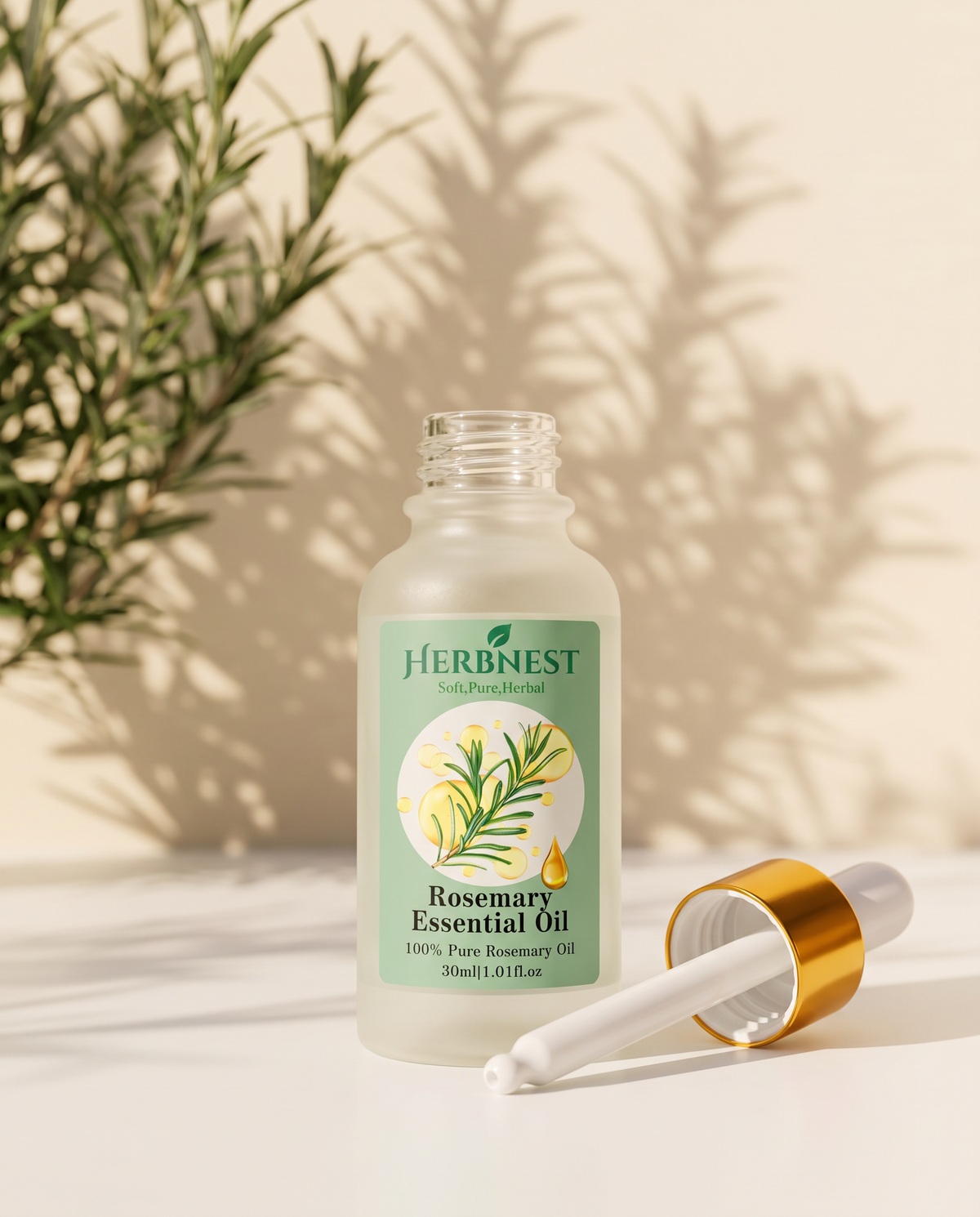 Rosemary Essential Oil – 100% Pure & Natural | For Hair, Scalp & Skin  | Steam Distilled Aromatherapy Oil Herb Nest