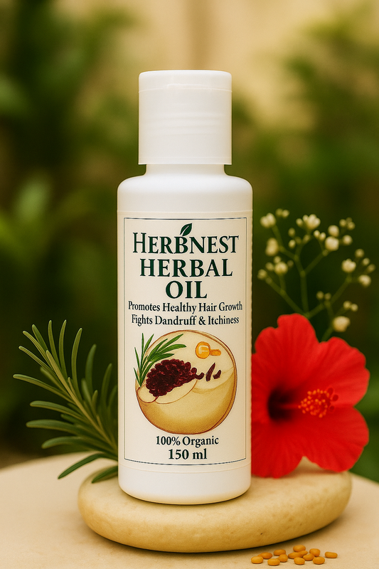 Herbal Hair Growth Oil – Natural Hair Thickening & Scalp Nourishment\ Herb Nest